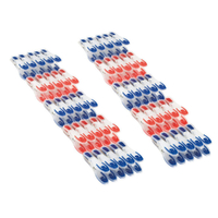 Leifheit Laundry Pegs 50 Piece - Soft Clipping Wide Handle Set Blue / Red - 2 x 25pc