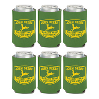 John Deere Can Cooler / Stubbie Holder 12oz Green Retro Farm Logo Set of 6