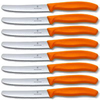 Victorinox Steak & Tomato 11cm Knife Pistol Grip Set x 8 Knives - Orange