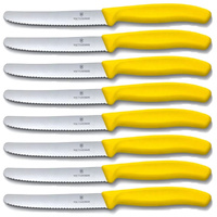 Victorinox Steak & Tomato 11cm Knife Pistol Grip Set x 8 Knives - Yellow