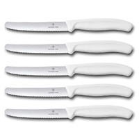 Victorinox Steak & Tomato 11cm Knife Pistol Grip Set x 5 Knives - White