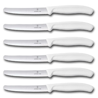 Victorinox Steak & Tomato 11cm Knife Pistol Grip Set x 6 Knives - White