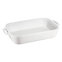 Staub Ceramic Gratin Rectangular Baking Dish 34 x 24cm , White