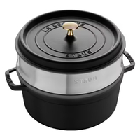 Staub Round Cast Iron Cocotte with Steamer 26cm , Black