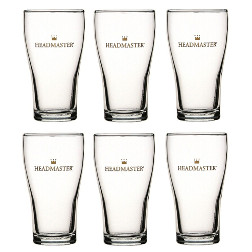 Crown Nucleated Headmaster 425ml Beer Conical Glasses - Set of 6  