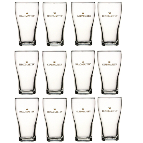 Crown Nucleated Headmaster 425ml Beer Conical Glasses - Set of 12