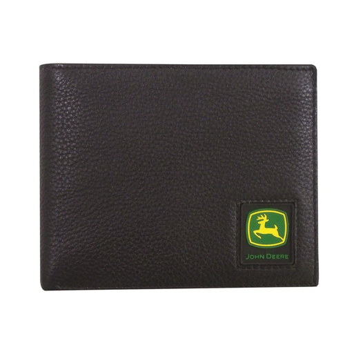 John Deere Black Pebble Grain Leather Bi-Fold Wallet