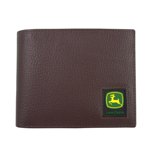 John Deere Brown Pebble Grain Leather Bi-Fold Wallet