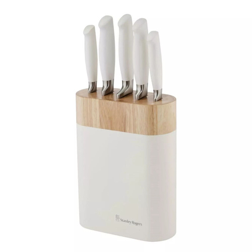 Stanley Rogers Acacia White Oval 6 Piece Knife Block Set 6pc