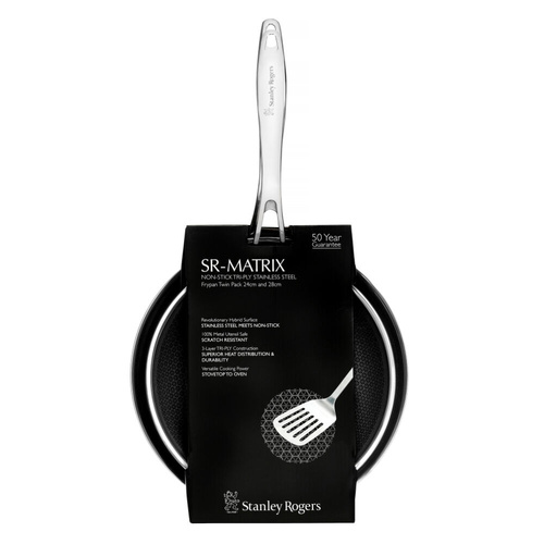 Stanley Rogers Matrix 24cm & 28cm Frypan Non-Stick Suits Induction , 2pc Set