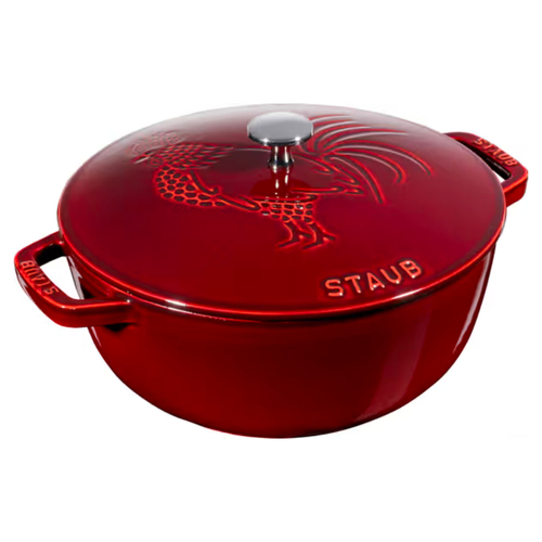 Staub Enamelled Cast Iron French Rooster Cocotte 34cm / 3.6L , Grenadine