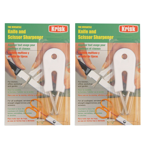 Krisk Knife and Scissor Sharpener White , Pack of 2