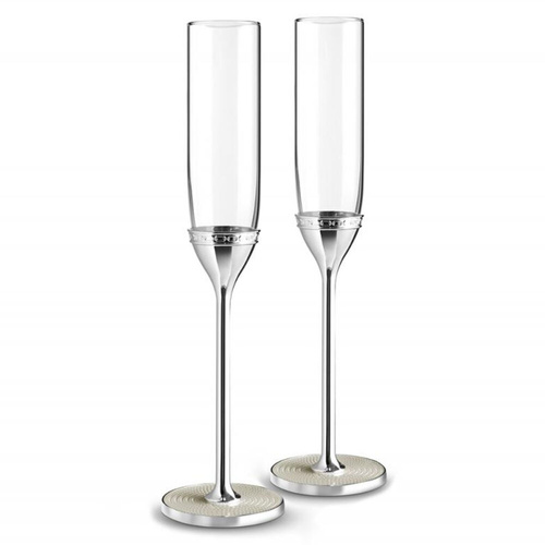 Vera Wang by Wedgwood Love Nouveau Pearl Toasting Champagne Flute , 2pc Set